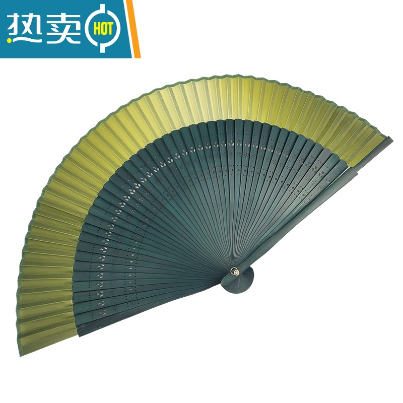 XIANCAI扇子折扇古风女式纯色渐变金绿色夏季随身江户日式和风扇子和服扇 渐变排扇[紫色]