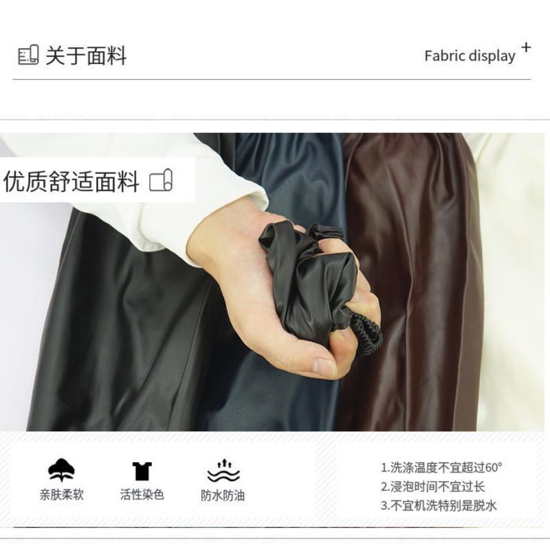 皮革袖套耐磨柔软防水防油成人皮套袖工作男PU护袖劳保加长大厨房 特大-四针皮革袖套黑色 1双体验装