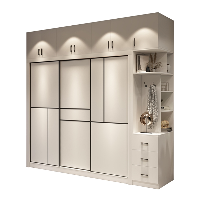 闪电侠衣柜简约现代家用卧室推拉门衣柜三门白色移门衣橱小户型柜子