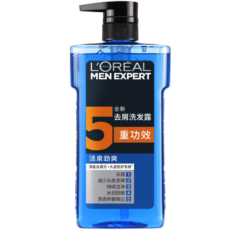 欧莱雅洗发水男士洗发水去屑洗发露活泉劲爽去屑舒缓700ml