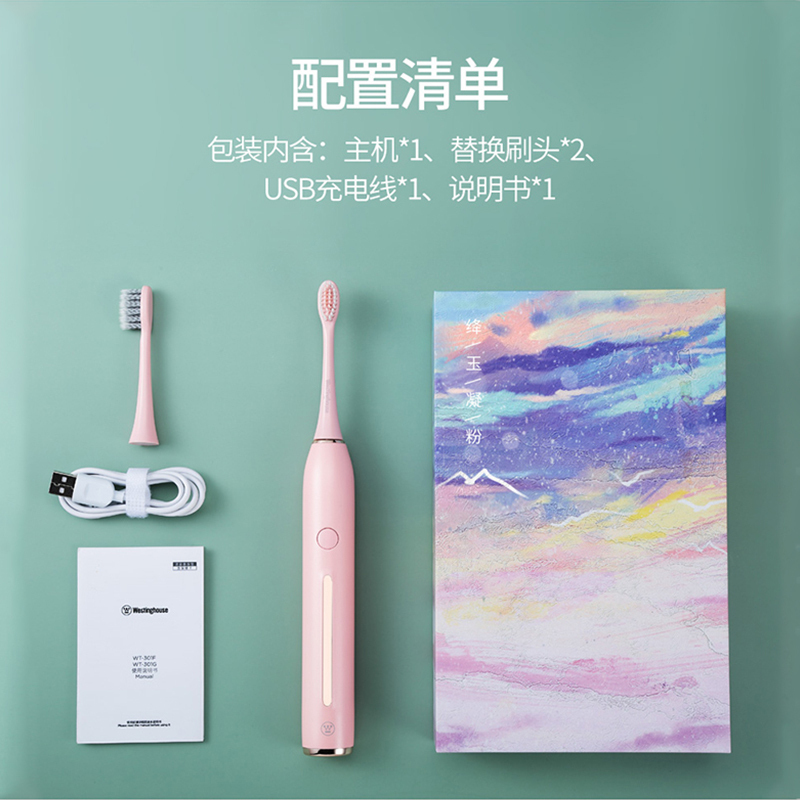 美国西屋(Westinghouse)电动牙刷成人充电式情侣自动声波牙刷WT-301G/F