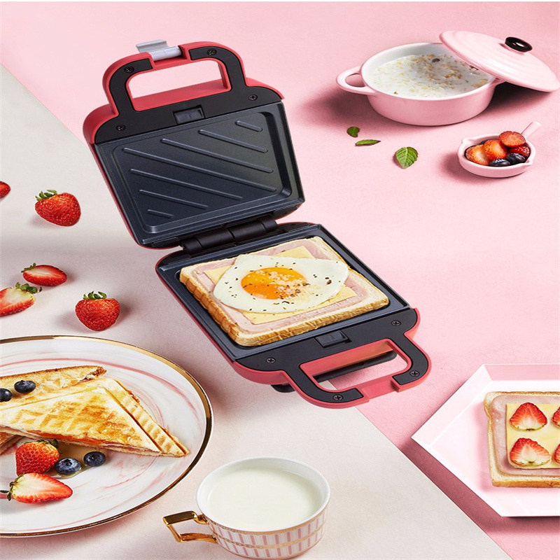 利仁liven家用三明治机电饼铛早餐机中国红lpsm12