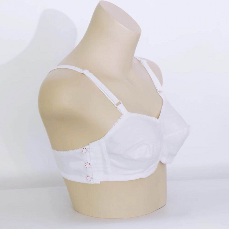 suntek老式布文胸无钢圈薄棉布棉布胸罩前扣大码中老年人布内衣妈妈