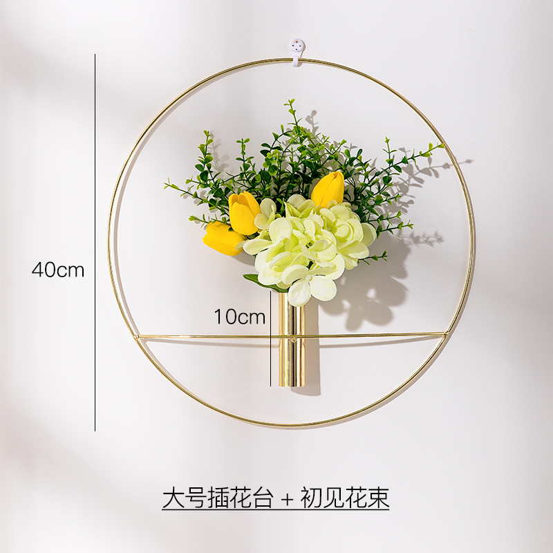 沙发墙面装饰挂件 网红ins墙上花墙饰壁挂卧室房间墙壁挂饰 三维工匠 大号插花器+浮华
