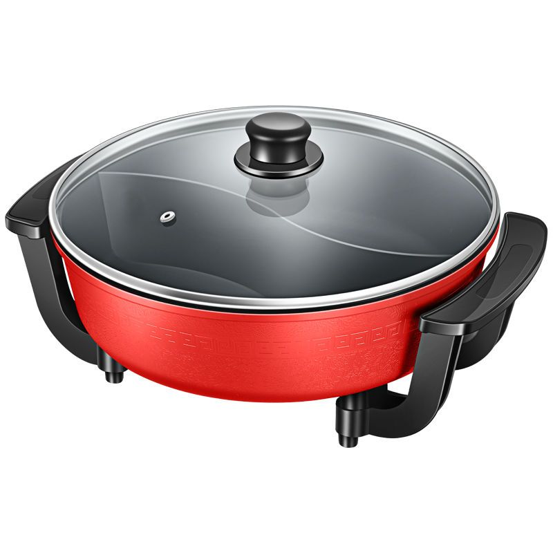 电火锅家用多功能电热锅鸳鸯锅电煮锅电炒锅涮烤锅双发热管30cm清汤锅