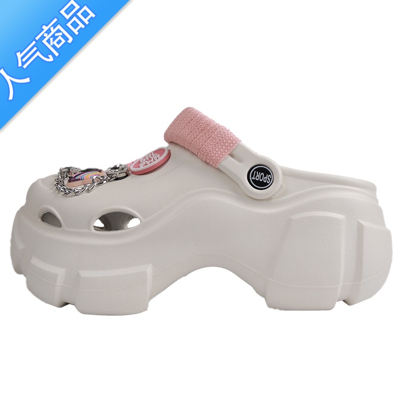 SUNTEK踩屎感厚底防滑洞洞鞋女款夏季外穿2023新款黑色网红沙滩包头凉鞋高清大图