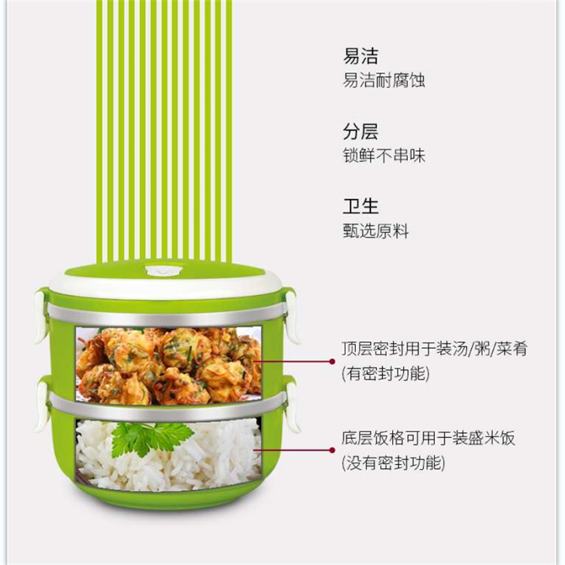 联创DF-CP0616M 不锈钢双层便当盒高清大图