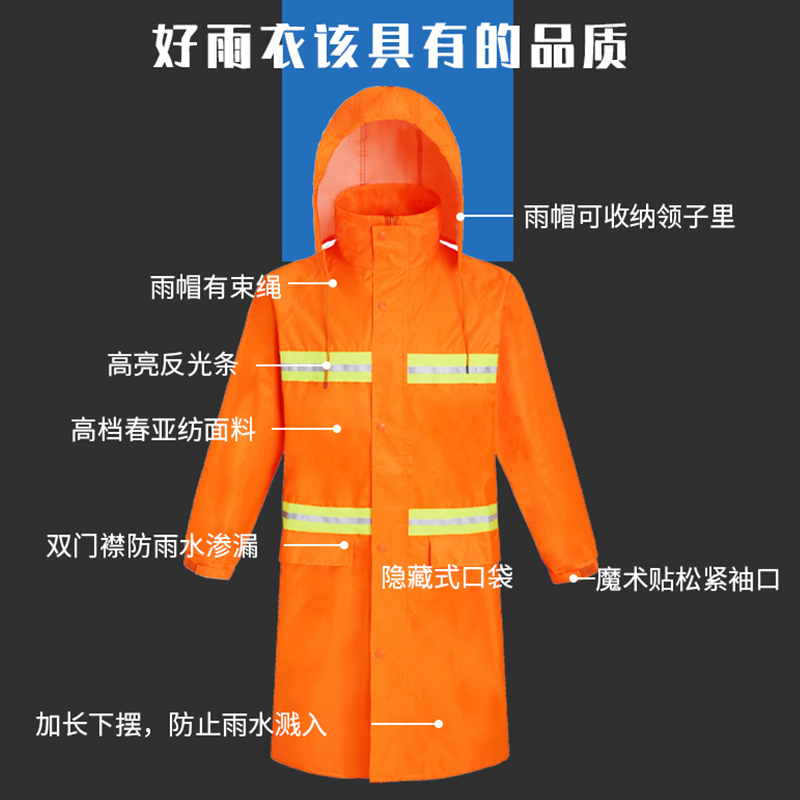 印字 单人 长款雨衣 全身外套风衣雨披物业保安成人徒步户外防水雨衣高清大图