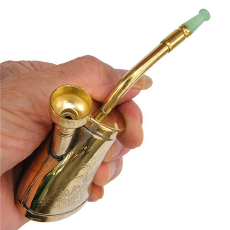 金泰水烟斗水烟壶老式水烟袋弯式水烟筒铜质便携式水烟壶两用烟锅透明