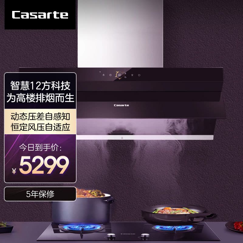 卡萨帝(Casarte)美食家系列侧吸抽油烟机CXW-219-CK16DGUD 智慧12方 烟灶联动技术 语音控制图片