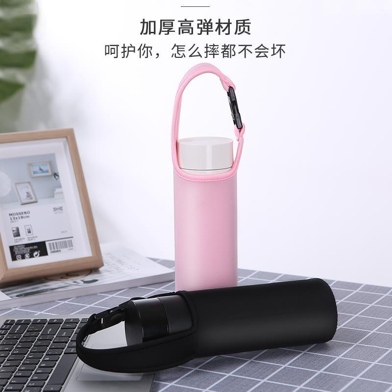 黑色卡扣大号(送杯刷) 水杯套保温杯套保护套玻璃杯子套隔热防摔烫带手提350-500ml通用
