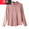 YIBUSHENG2023春秋新款高级感气质缎面职业衬衫女士设计感小众上衣百搭衬衣
