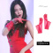 正红色网纱约52cm-jennie同款 均码 jennie同款舞台表演手套复古礼服婚纱拍照半透明蕾丝网纱手臂套长