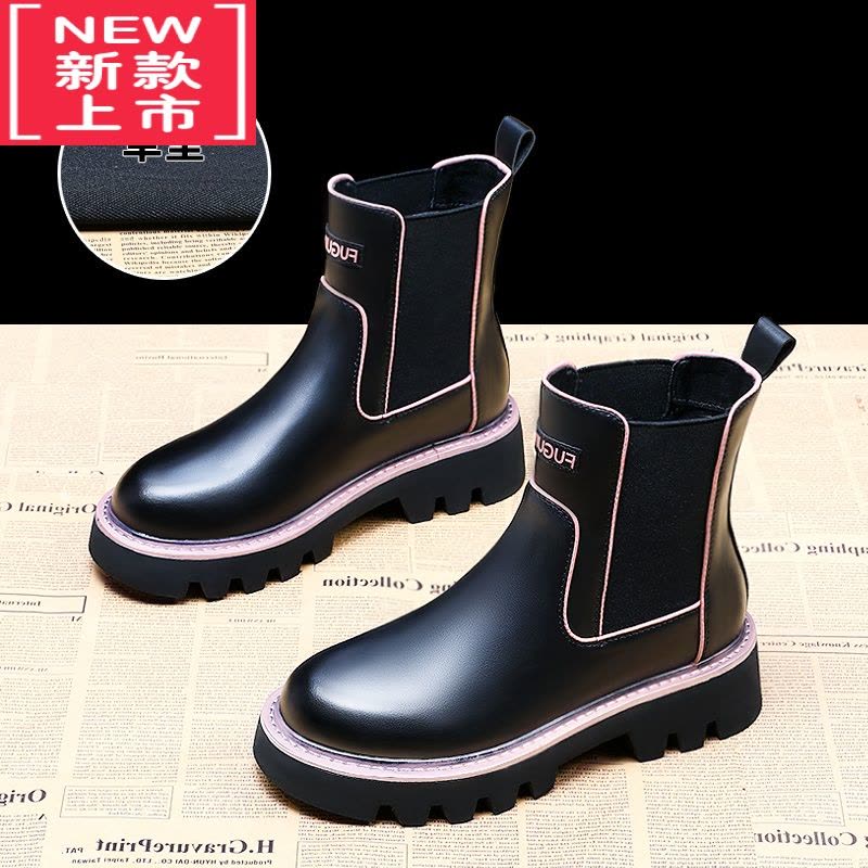 可莉允女童靴子2022秋冬季新款儿童鞋短靴中大童皮靴加绒防滑女孩马丁靴图片