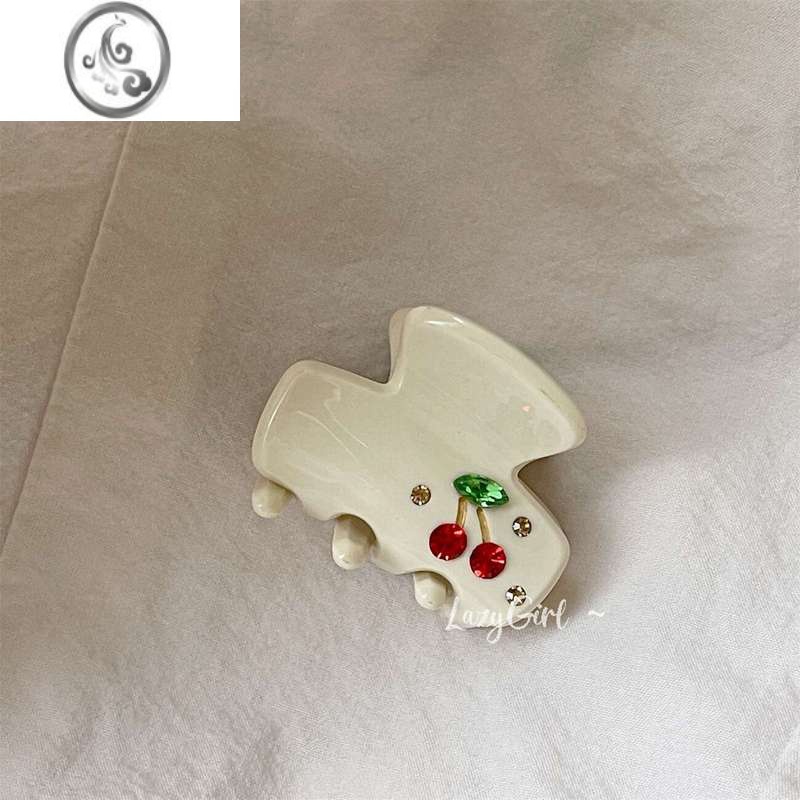 JiMi法式樱桃醋酸小抓夹女 ins迷你甜美少女发饰气质后脑勺半扎发夹子