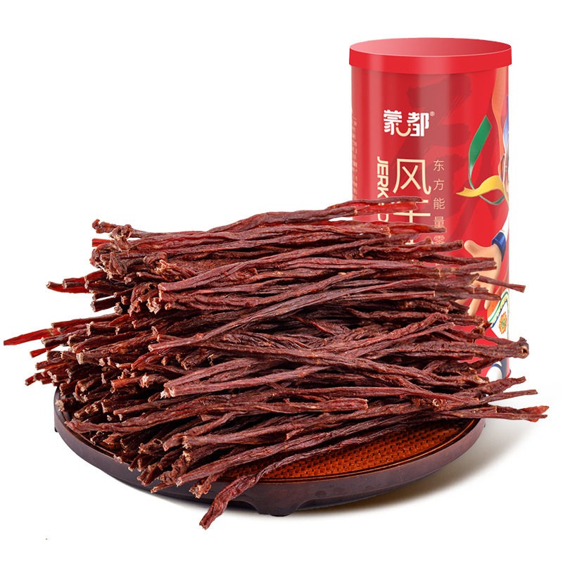 蒙都 风干牛肉干草原特产休闲健身人群零食 约九成细条牛肉干150g 香辣(细条酥脆)