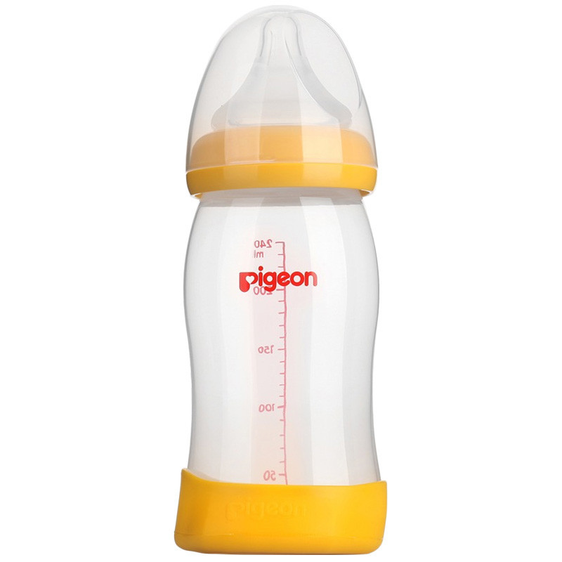 贝亲(Pigeon)自然实感宽口径PP奶瓶240ml(黄色)AA96