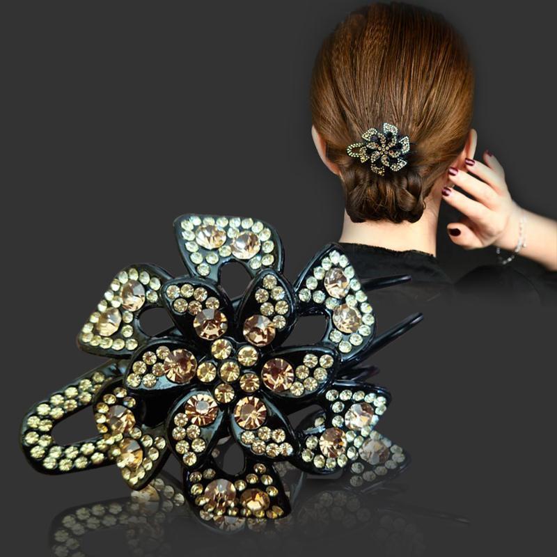 发夹发饰女成人韩国水钻大号后脑勺盘发顶夹马尾妈妈头