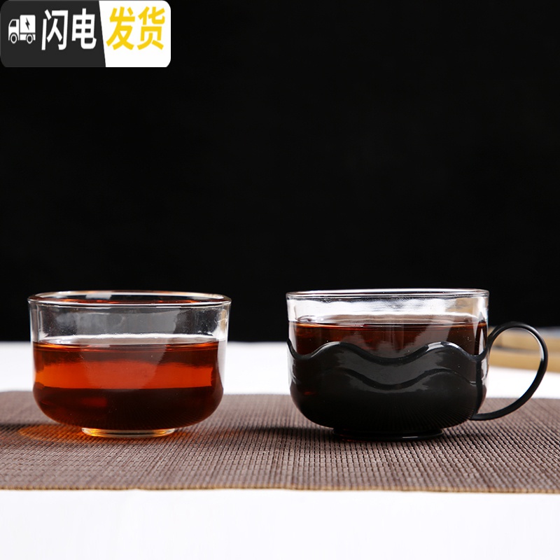 三维工匠飘逸杯泡茶壶防爆裂可拆洗办公室花茶耐热茶杯冲茶杯茶水分离器 带耳玻璃杯(100)高清大图