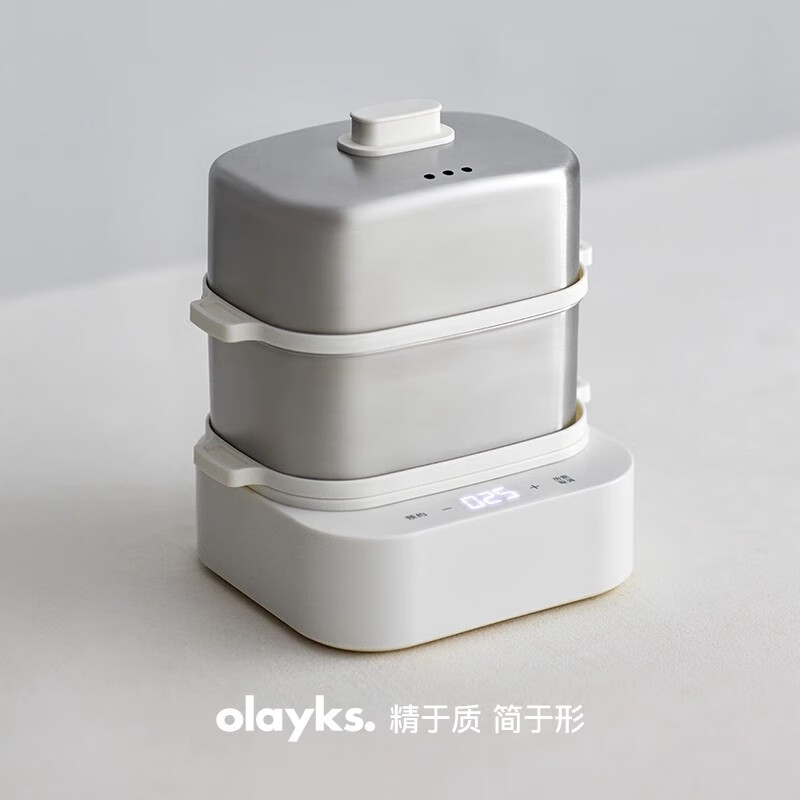 立时(olayks.)煮蛋器蒸蛋器家用小型迷你早餐机多功能蒸锅煮蛋(不锈钢蒸笼款)陶白ZDQ00404