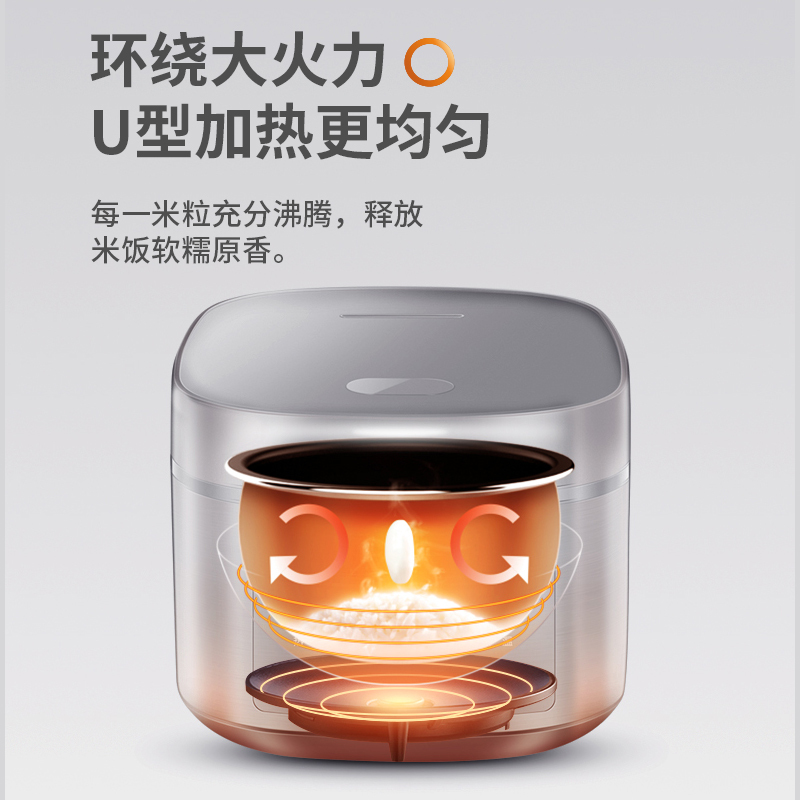 九阳电饭煲家用多功能智能4L升5人电饭锅蒸米饭3大容量正品6个人2 深咖啡色