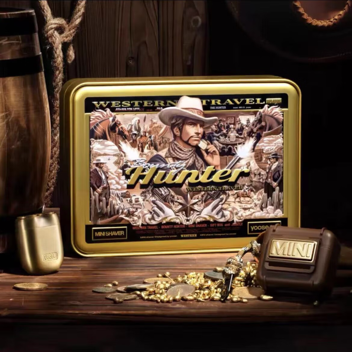 有色(yoose) 便携款合金刮胡刀男士旋转式生日礼物情人节送男友差旅胡须刀礼盒 有色赏金猎人2.0高清大图