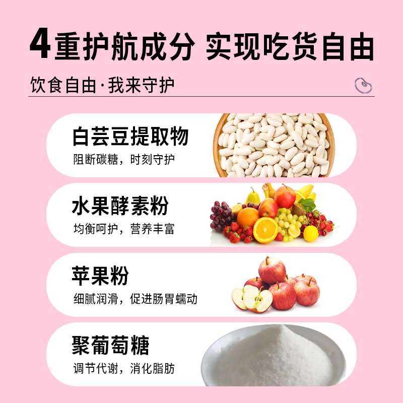 白芸豆咀嚼片脂肪控碳水白云豆酵素旗舰店白芸豆阻断剂膳食纤维片