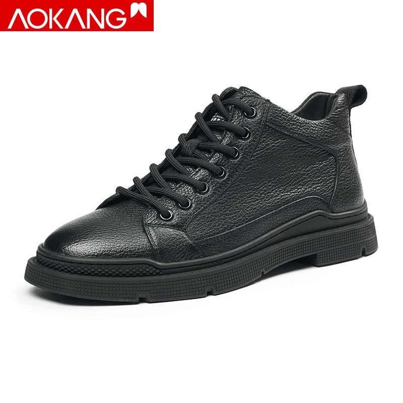 奥康男鞋高帮鞋马丁靴男士休闲鞋牛皮百搭鞋子男潮流单靴子图片