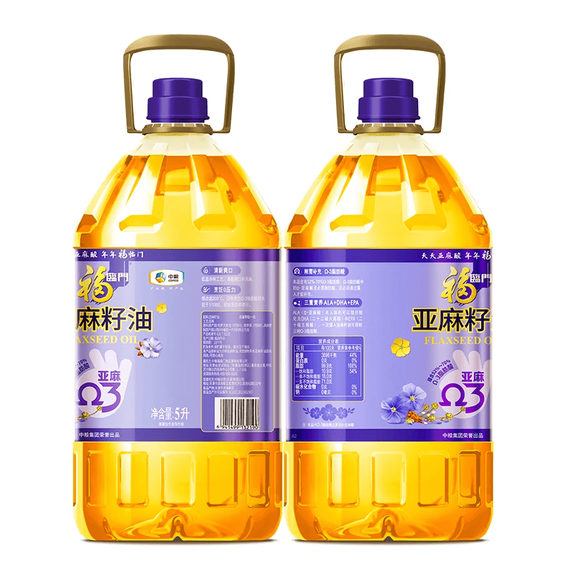 中粮 福临门营养家亚麻籽油 5L 桶高清大图
