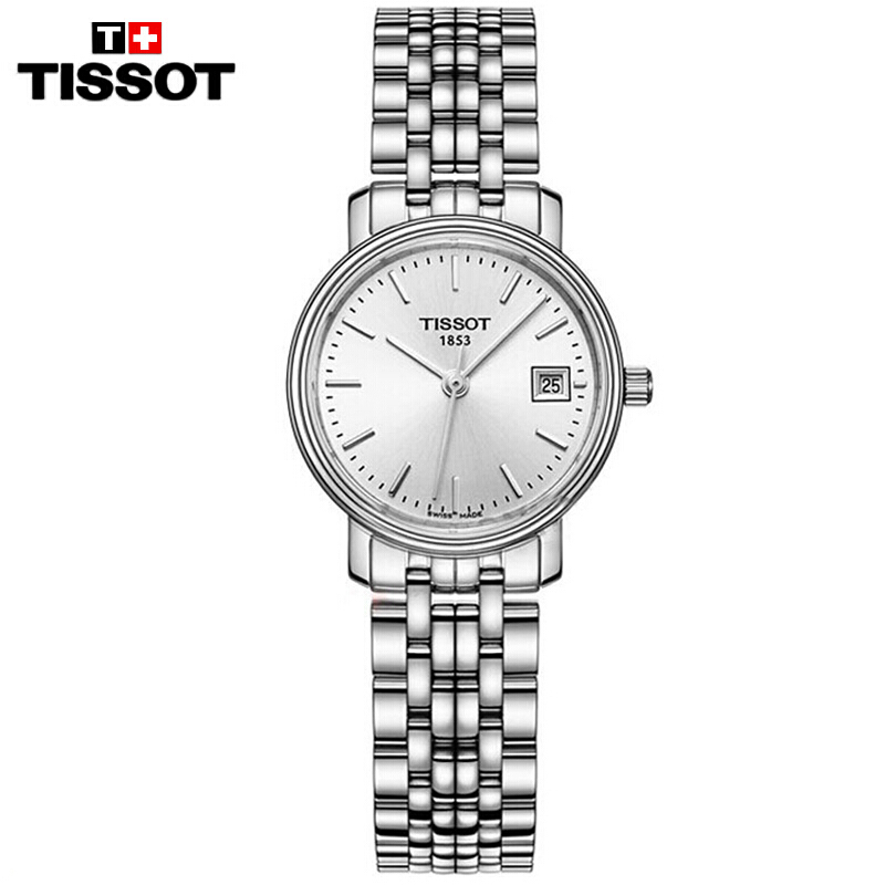 天梭(TISSOT)手表心意系列情侣石英钢带男女表日历瑞士腕表 女表