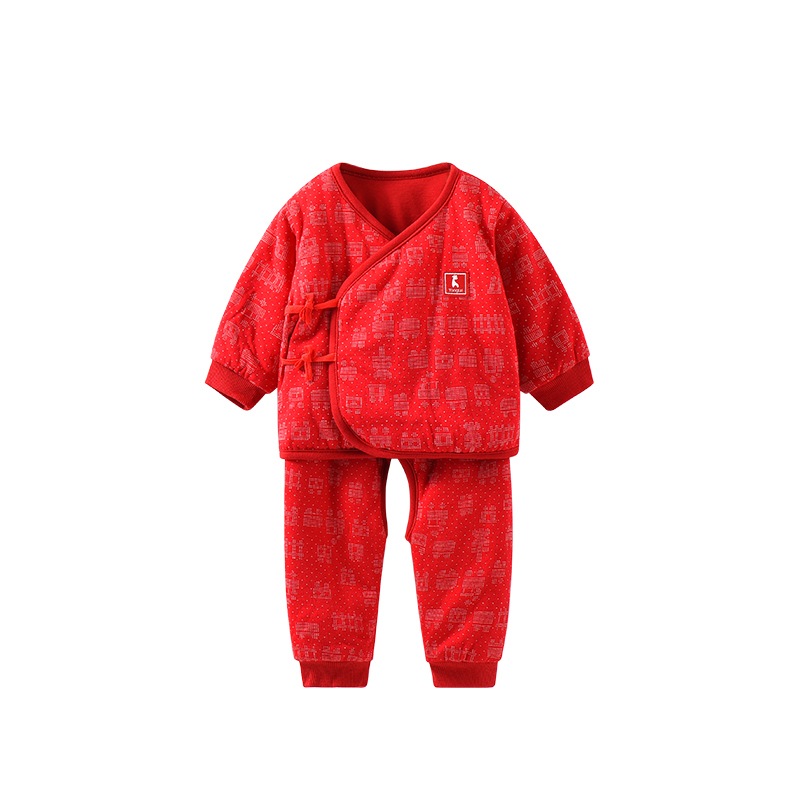 童泰秋冬婴儿衣服新生儿棉服和服套装0-3月男女宝宝开档裤两件套