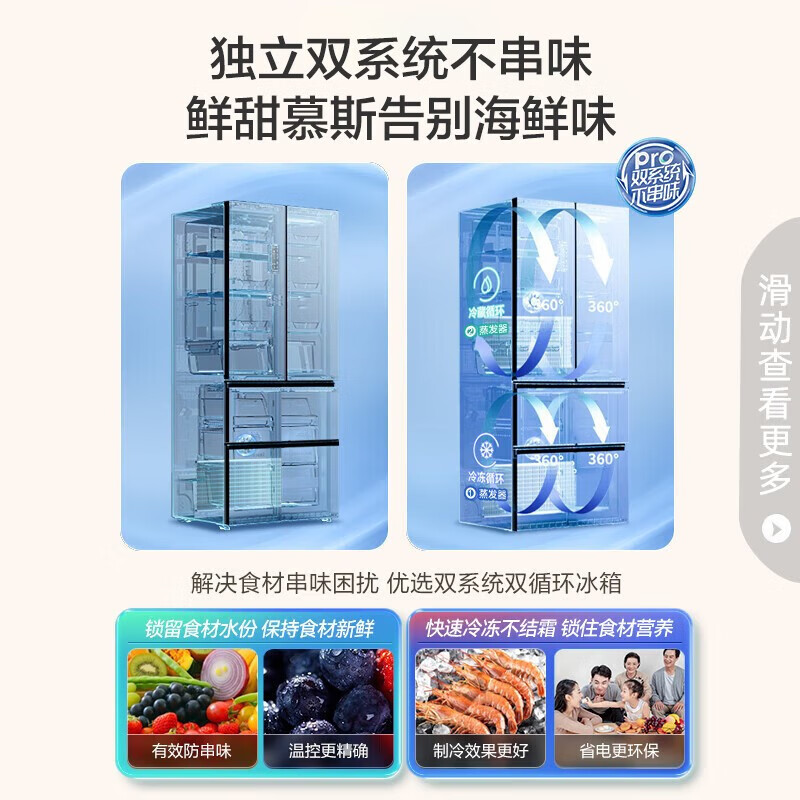容声(Ronshen)离子净味509升变频一级能效法式多门四开门冰箱家用无霜除菌双循环大容量BCD-509WD18MP