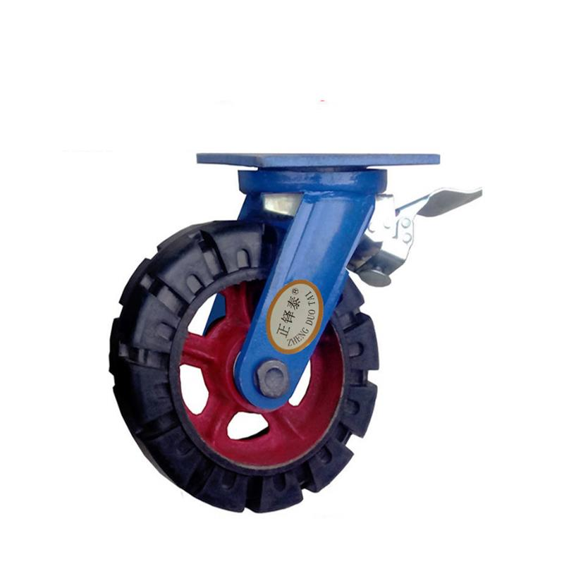 正铎泰 橡胶静音 铁芯重型轮 刹车万向轮10寸250mm /个