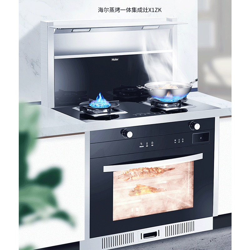 海尔(Haier)JJZT-90E-X1ZK(12T)蒸烤一体集成灶 精准调温 大火力 大吸力 模块化可拆 海尔厨房电器