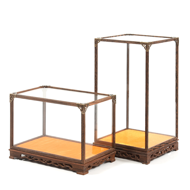 木雕摆件红木玻璃罩摆件透明展示盒工艺品防尘古董文玩佛像底座玻璃