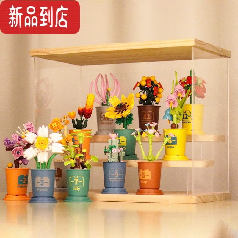 真智力迷你多肉盆栽绿植物花束拼装积木花摆件女孩生日礼物玩具图片