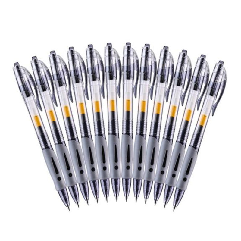 晨光mg文具黑色05mm按动中性笔签字笔12支盒gp1008