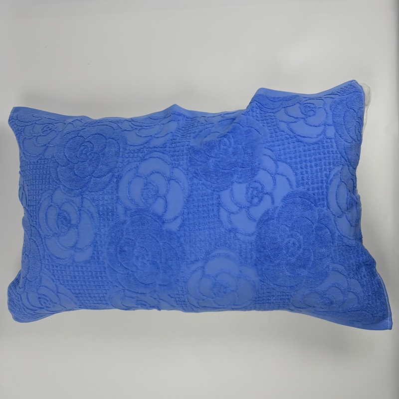 梦丽赛 蓝色提花老式毛圈枕巾 50cm×75cm (个)高清大图