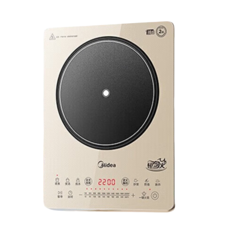 美的 (Midea) 22RB08 家用电磁炉2200W立体双测温变频恒温电磁灶火锅炉彩色面板4D防水恒匀火加热