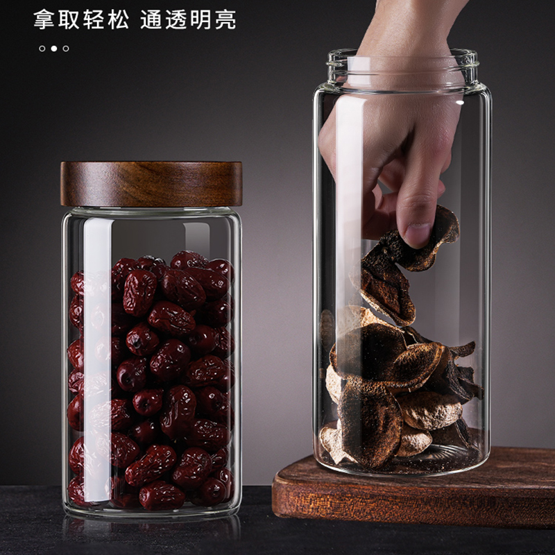 加厚玻璃密封罐家用食品级储物罐加厚螺纹密封-600ML 单支高清大图