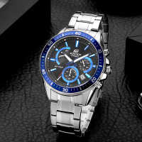 卡西欧(CASIO)手表男 EDIFICE商务百搭夜光日历计时防水钢带男石英腕表EFR-552