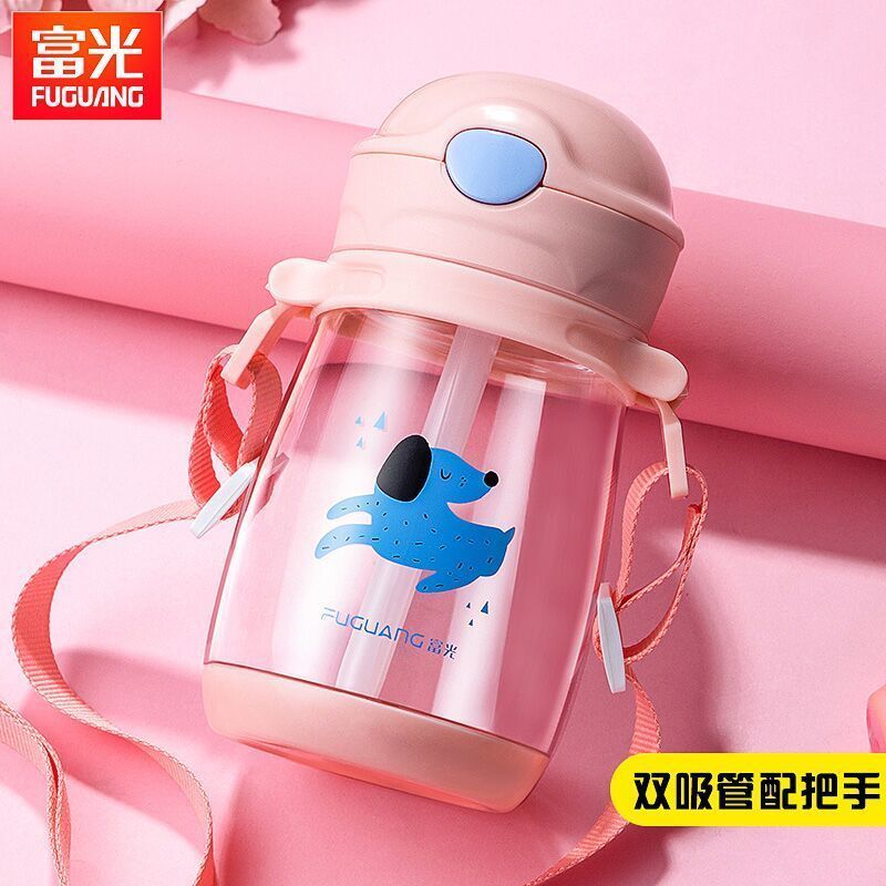 杯两用婴儿童防漏防呛喝水杯子带手柄防摔奶瓶粉色萌狗480ml>800_800