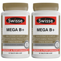 澳洲Swisse斯维斯MEGA B+ B族维生素B2复合维生素b片挤 增强免疫力调节营养 B+ 60片 2瓶装