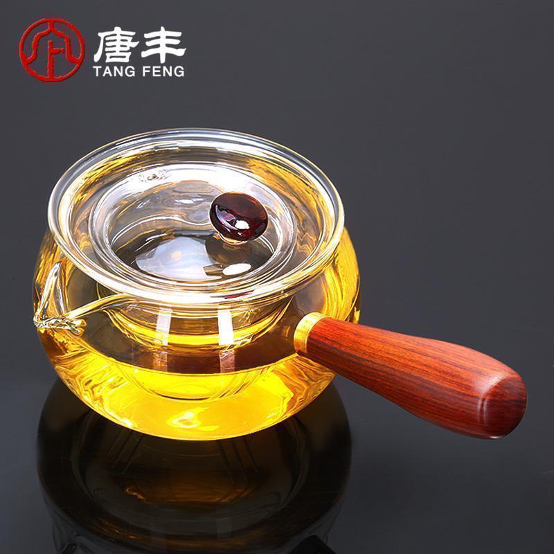 家柏饰(CORATED)侧把玻璃茶壶 耐热过滤煮花茶壶功夫红茶茶具 煮茶器烧水壶高清大图
