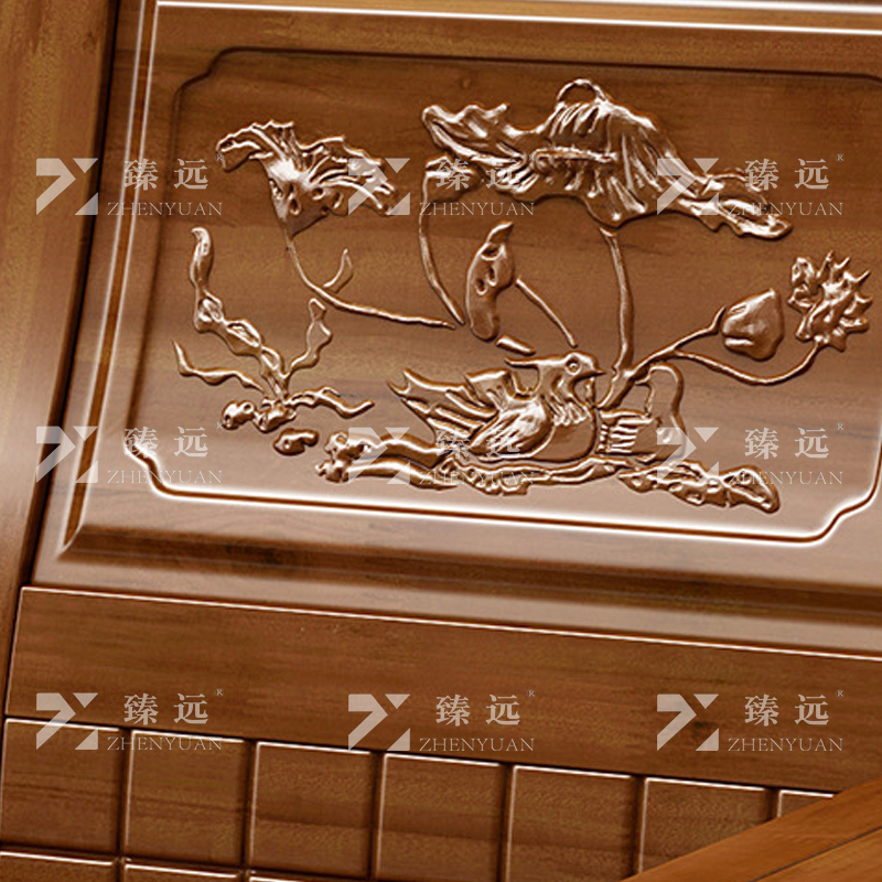 臻远 ZY4022937 香樟木实木沙发组合新中式冬夏两用沙发 四人位贵妃位含长茶几凳子高清大图