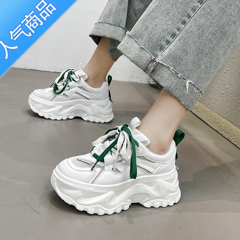 SUNTEK单网厚底老爹鞋女ins潮2023新款透气百搭炸街增高松糕运动鞋