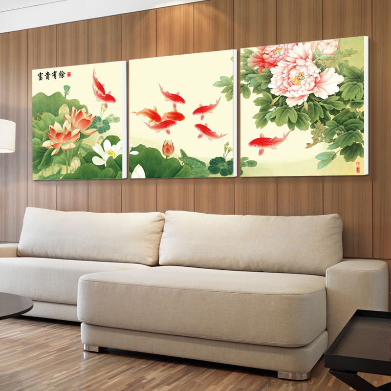 客厅装饰画 沙发背景白墙 现代简约新中式三联无 tb-0179 70*70(建议3-4米墙面)25mm厚板一套三幅的价格