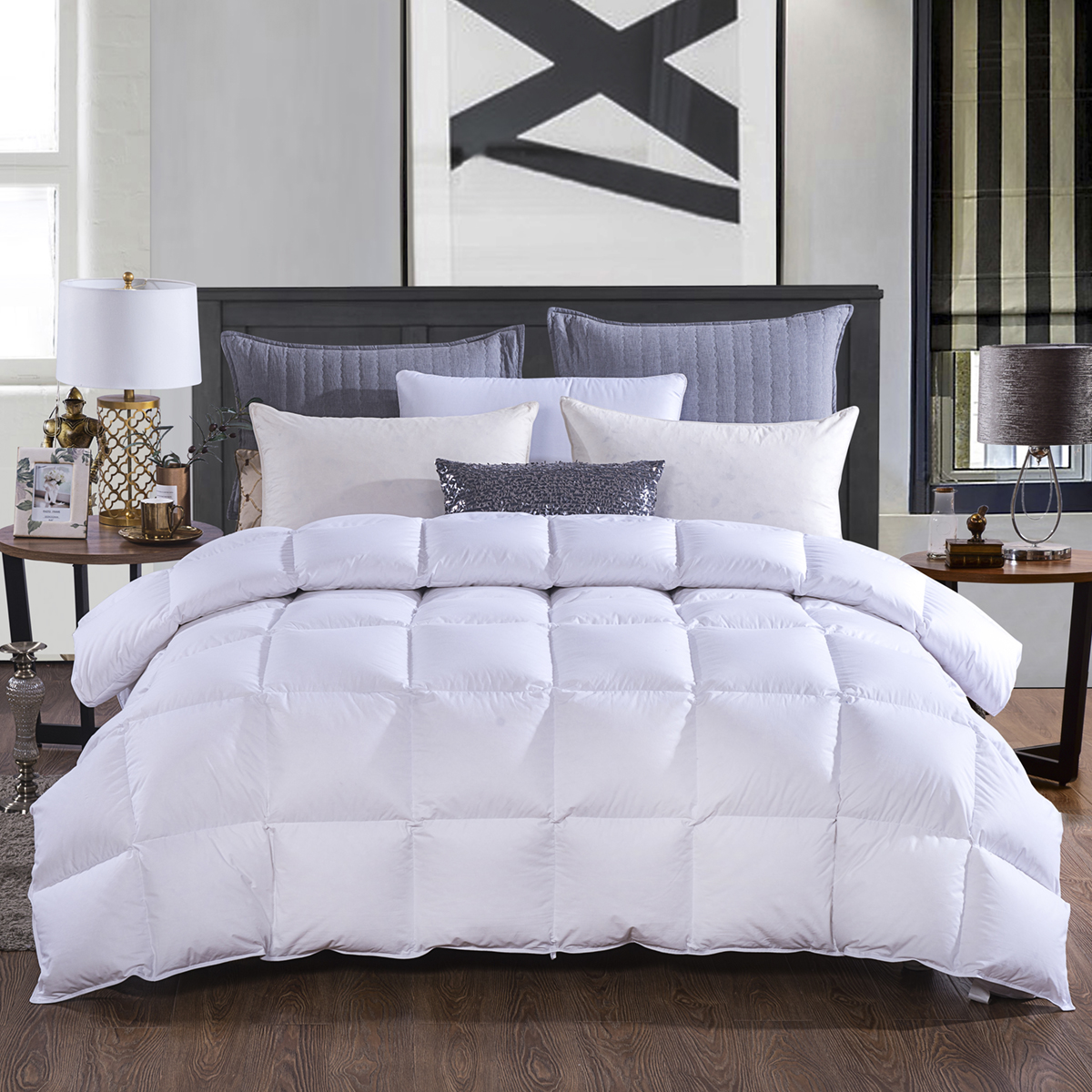 鸿润家纺羽绒被90白鹅绒被全棉双人填充优质大朵白学生鹅绒冬被参数