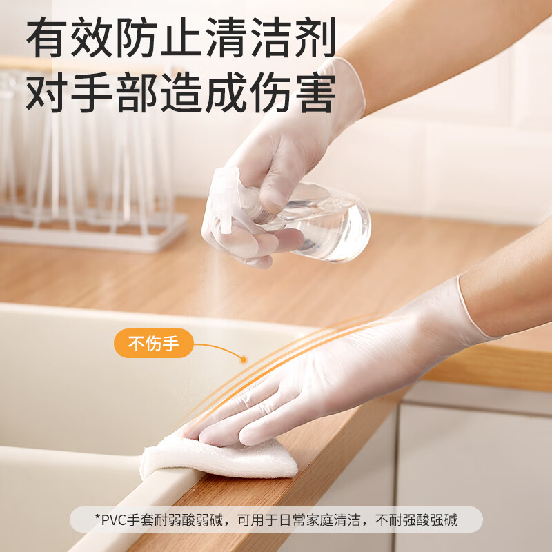 美丽雅 一次性透明PVC手套中号50只/盒 75481高清大图