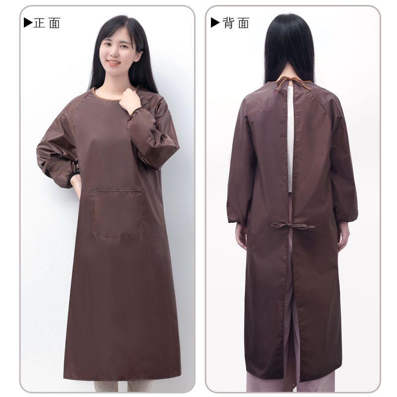 加长大码围裙防水防油成人男女罩衣加厚韩版时尚工作服厨房围裙 大红色 加长款120cm